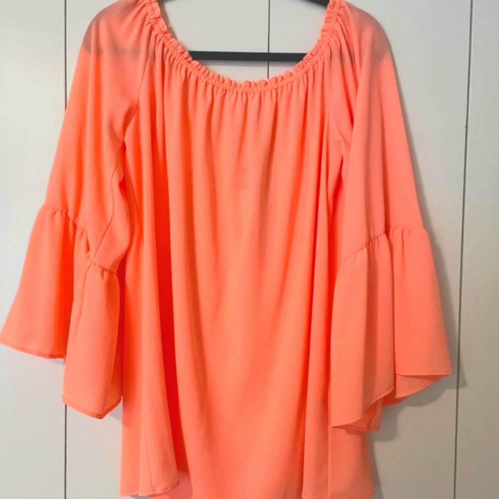 GIBSON LATIMER coral Chiffon Top